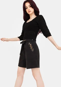 Abellona Embroidered Belted Short