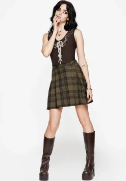 Abellona Embroidered Tie Up Front Corset Top