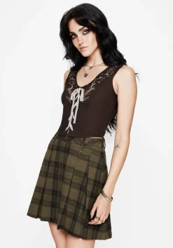 Abellona Embroidered Tie Up Front Corset Top