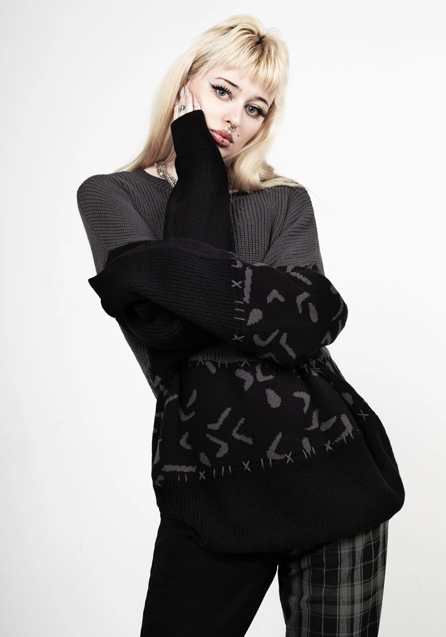 Abstract Longline Sweater