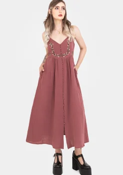 Abundance Cotton Floral Embroidered Bodice Cami Midaxi Dress
