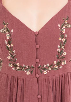 Abundance Cotton Floral Embroidered Bodice Cami Midaxi Dress
