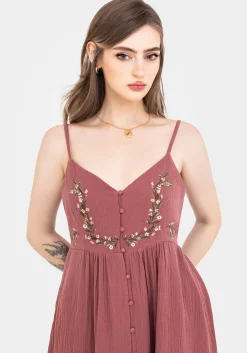 Abundance Cotton Floral Embroidered Bodice Cami Midaxi Dress