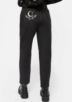 Abundia Embroidered Mom Jeans