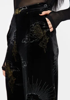 Adelina Foil Print Velour Wide Leg Trousers