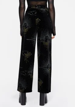 Adelina Foil Print Velour Wide Leg Trousers