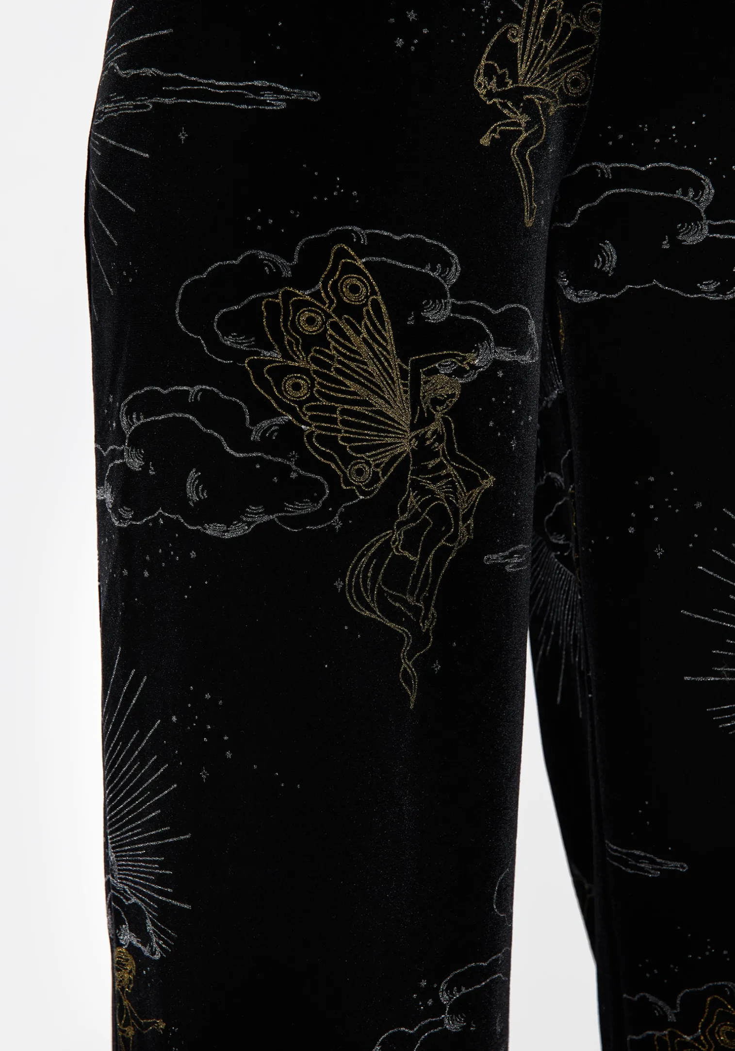 Adelina Foil Print Velour Wide Leg Trousers