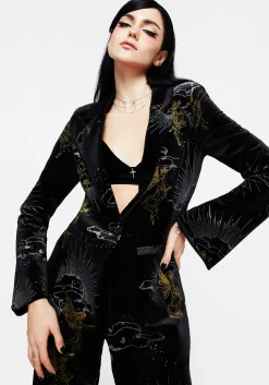 Adelina Foil Print Velour Blazer