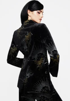 Adelina Foil Print Velour Blazer