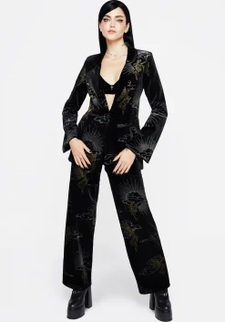 Adelina Foil Print Velour Blazer