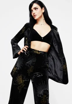 Adelina Foil Print Velour Blazer