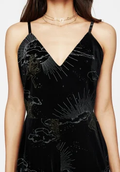 Adelina Foil Print Velour Cami Jumpsuit