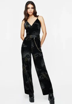 Adelina Foil Print Velour Cami Jumpsuit