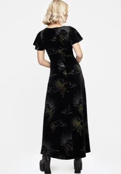 Adelina Foil Print Velour Midaxi Dress