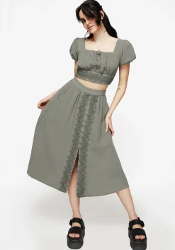 Alder Cotton Ivy Detail Midi Skirt