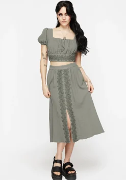 Alder Cotton Ivy Detail Midi Skirt