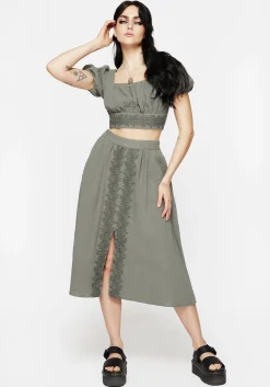 Alder Cotton Ivy Detail Midi Skirt