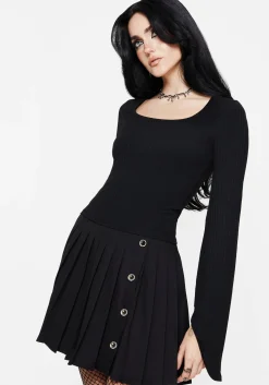 Amata Square Neck Flared Long Sleeve Top
