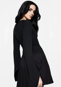 Amata Square Neck Flared Long Sleeve Top