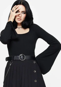 Amata Square Neck Flared Long Sleeve Top