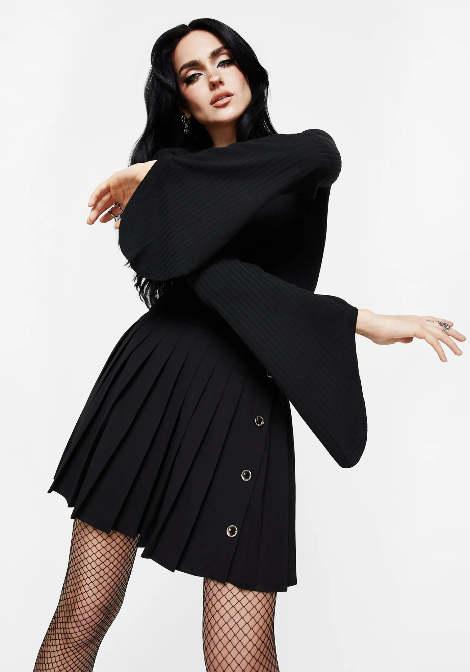 Amata Square Neck Flared Long Sleeve Top