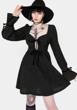 Amity Crinkle Velour Bow Mini Dress