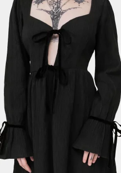 Amity Crinkle Velour Bow Mini Dress