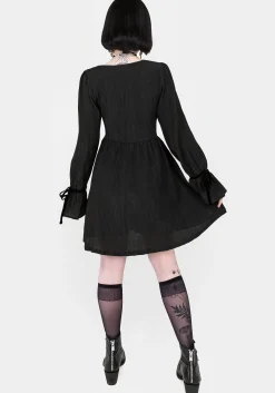 Amity Crinkle Velour Bow Mini Dress