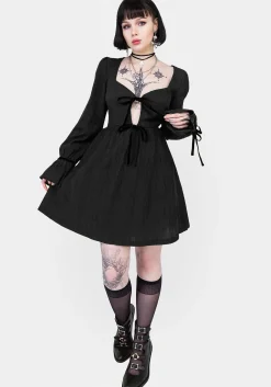 Amity Crinkle Velour Bow Mini Dress