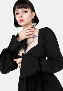 Amity Crinkle Velour Bow Mini Dress
