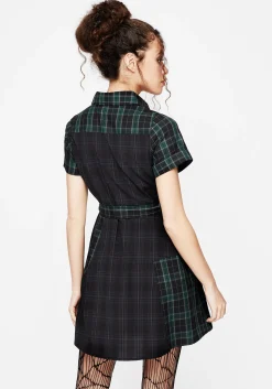 Analogue Check Cotton Mini Shirt Dress