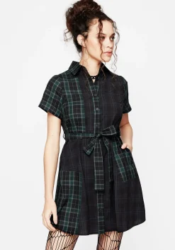 Analogue Check Cotton Mini Shirt Dress
