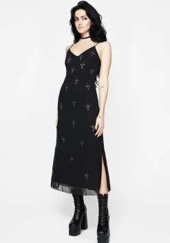 Ankh Beaded Chiffon Midaxi Cami Dress