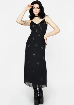 Ankh Beaded Chiffon Midaxi Cami Dress