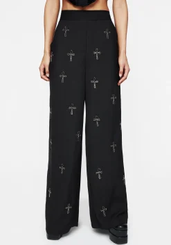 Ankh Beaded Chiffon Wide Leg Trousers