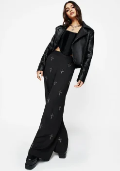 Ankh Beaded Chiffon Wide Leg Trousers