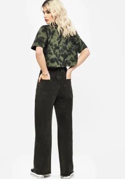 Anthea Wide Leg Washed Denim Jeans