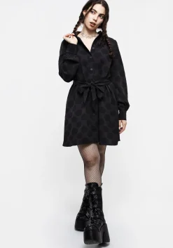 Arachnida Jacquard Mini Shirt Dress