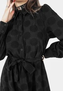 Arachnida Jacquard Mini Shirt Dress