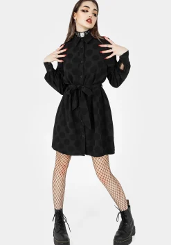 Arachnida Jacquard Mini Shirt Dress