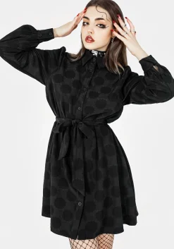 Arachnida Jacquard Mini Shirt Dress