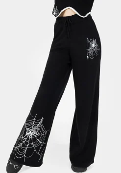 Araneae Embroidered Wide Leg Knit Sweatpants