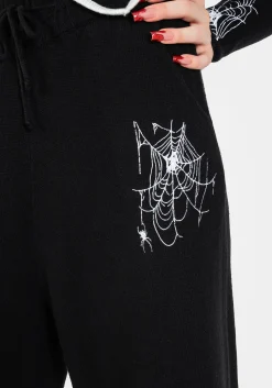 Araneae Embroidered Wide Leg Knit Sweatpants