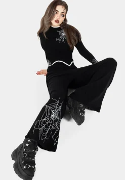 Araneae Embroidered Wide Leg Knit Sweatpants