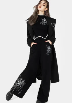 Araneae Embroidered Wide Leg Knit Sweatpants