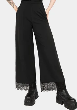 Araneo Lace Hem Wide Leg Trousers