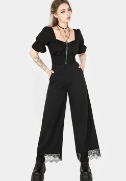 Araneo Lace Hem Wide Leg Trousers
