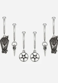 Arbor Coffin Charm Hoop Earrings Set