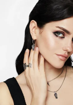 Arbor Coffin Charm Hoop Earrings Set