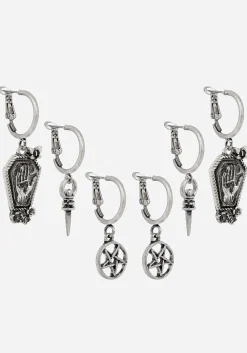 Arbor Coffin Charm Hoop Earrings Set